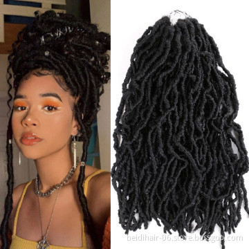 18inch Nu Locs Crochet Braids Soft Dreadlocsk Wavy Goddess Faux Locs Prelooped Ringlet Synthetic Hair Extension